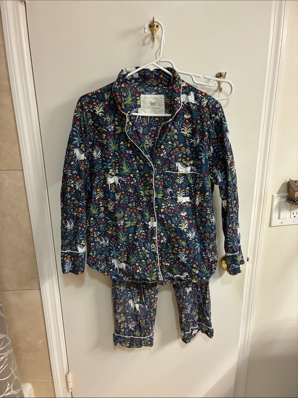 Print Fresh Floral Unicorn Pajama Set -100% Organic Cotton-Sz S/P